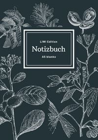 Produktbild: Notizbuch sch&ouml;n gestaltet mit Leseband - A5 Hardcover blanko - 100 Seiten 90g/m&sup2; - floral dunkelgrau