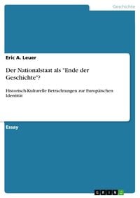 Produktbild: Der Nationalstaat als "Ende der Geschichte"?