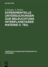 Produktbild: Experimentelle Untersuchungen zur Beleuchtung interplanetarer Materie II. Teil