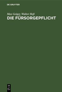 Produktbild: Die F&uuml;rsorgepflicht