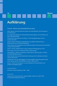 Produktbild: Aufkl&auml;rung, Band 30: Pflicht und Verbindlichkeit bei Kant. Quellengeschichtliche, systematische und wirkungsgeschichtliche Beitr&auml;ge