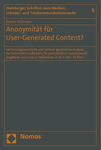 Produktbild: Anonymit&auml;t f&uuml;r User-Generated Content?