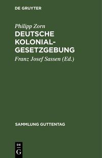 Produktbild: Deutsche Kolonialgesetzgebung