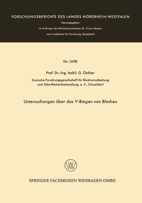 Produktbild: Untersuchungen &uuml;ber das V-Biegen von Blechen