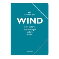 Produktbild: Sammelmappe A4 petrol, "Wir k&ouml;nnen den Wind nicht &auml;ndern, aber die Segel anders setzen." (Aristoteles)