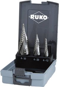Bild vom Artikel RUKO 101026RO Stufenbohrer-Set 3teilig 4 - 12 mm, 4 - 20 mm, 4 - 30 mm HSS   3-Flächenschaft 1 Set vom Autor 
