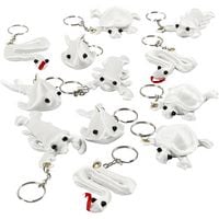 Produktbild: Creativ Company Schl&uuml;sselanh&auml;nger aus Stoff, Gr&ouml;&szlig;e 4-8 cm, Wei&szlig;, 4x3 Stk