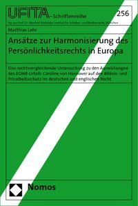 Produktbild: Ans&auml;tze zur Harmonisierung des Pers&ouml;nlichkeitsrechts in Europa