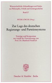 Produktbild: Zur Lage des deutschen Regierungs- und Parteiensystems.
