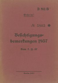 Produktbild: D 81/3+ Besichtigungsbemerkungen 1937 - Geheim