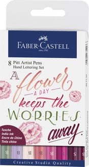 Produktbild: Faber-Castell Tuschestifte Pitt Artist Pens Hand Lettering, Pinkt&ouml;ne, 8er Etui