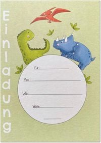 Produktbild: KEITCARDS Einladungskarte Dino, Karte f&uuml;r Einladung, Geburtstag, 1 St&uuml;ck