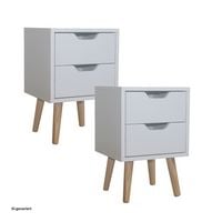 Produktbild: HTI-Living HTI-Living Nachttisch 2 Schubladen 2er-Set Thekla Wei&szlig;