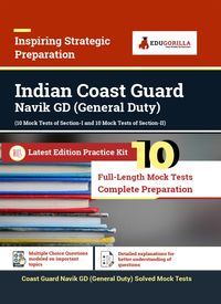 Produktbild: Indian Coast Guard Navik GD (General Duty) Recruitment Exam | 1100+ Solved Questions (Section I & II) By EduGorilla Prep Experts