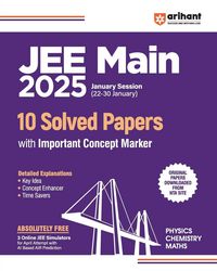 Produktbild: JEE Main 2025 ( 10 Solved Papers with important Concept Marker ) Physics , Chemistry , Maths | English Medium