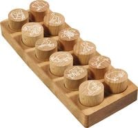Produktbild: COLOP Woodies Holzstempel Set Bauernhoftiere, mit 12 Motiven, Abdruckgr&ouml;&szlig;e: &Oslash; 29 mm, eckig