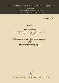 Produktbild: Untersuchung von Schraubendrehern und Schraubenverbindungen