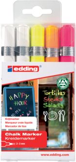 Produktbild: edding Kreidemarker 4095 Rundspitze, wei&szlig;, gelb, orange, pink, 5er Set