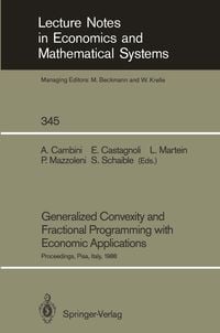 Produktbild: Generalized Convexity and Fractional Programming with Economic Applications