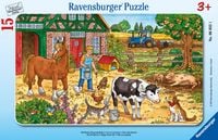 Produktbild: Rahmenpuzzle Ravensburger Gl&uuml;ckliches Bauernhofleben 15 Teile