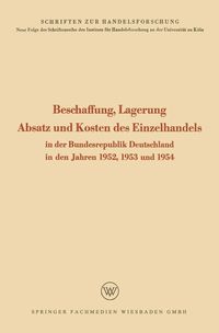 Produktbild: Beschaffung, Lagerung, Absatz und Kosten des Einzelhandels