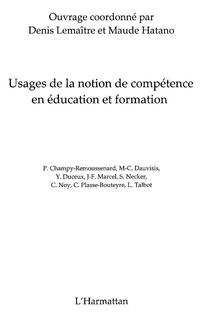 Produktbild: Usages de la notion de competence en education et formation
