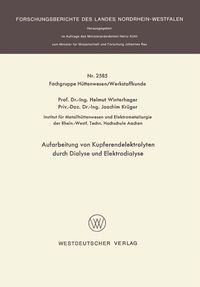 Produktbild: Aufarbeitung von Kupferendelektrolyten durch Dialyse und Elektrodialyse