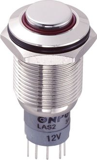 Produktbild: TRU COMPONENTS 701909 LAS2GQH-11E/R/12V/N/P Vandalismusgesch&uuml;tzter Drucktaster 250 V/AC 3 A 1 x Ein/(Ein) tastend Rot 1 St.