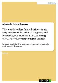 Produktbild: The world's oldest family businesses are very successful in terms of longevity and resilience, but most are still competing effectively today despite