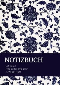 Produktbild: Notizbuch A4 liniert - 100 Seiten Soft Cover - floral blau