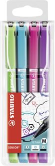 Bild vom Artikel Fineliner mit gefederter Spitze - STABILO SENSOR M - medium - 4er Pack - hellgrün, türkis, pink, lila vom Autor 