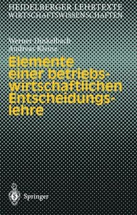 Produktbild: Elemente einer betriebswirtschaftlichen Entscheidungslehre