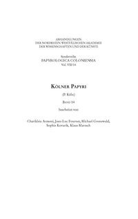 Produktbild: K&ouml;lner Papyri (P. K&ouml;ln) Band 14