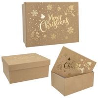 Produktbild: Idena Geschenkbox Merry Christmas Kraftpapier braun 20x15x9cm