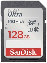 Produktbild: SanDisk SDXC Ultra 128GB (Class 10/UHS-I/140MB/s) SDHC-Karte 128 GB UHS-Class 1 Wasserdicht, sto&szlig;sicher