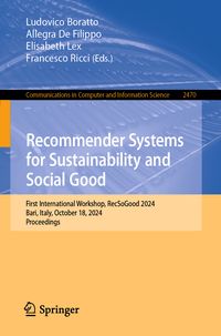 Produktbild: Recommender Systems for Sustainability and Social Good