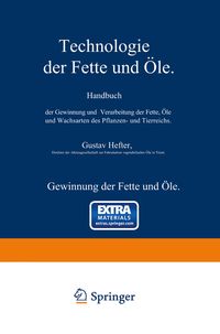 Produktbild: Gewinnung der Fette und &Ouml;le. Spezieller Teil