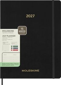 Produktbild: Moleskine 15 Monate Essential Wochenkalender 2026/2027, 1 Wo = 2 Seiten, vertikal, XXL, weicher Einband, Schwarz