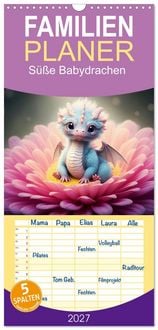 Produktbild: Familienplaner 2027 - S&uuml;&szlig;e Babydrachen mit 5 Spalten (Wandkalender, 21 x 45 cm) CALVENDO