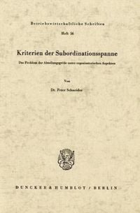 Produktbild: Kriterien der Subordinationsspanne