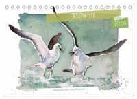 Produktbild: M&ouml;wen - Aquarelle von Julia Pasinski (Tischkalender 2026 DIN A5 quer), CALVENDO Monatskalender