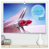 Produktbild: US Klassiker Farbenfrohe Heckansichten (hochwertiger Premium Wandkalender 2026 DIN A2 quer), Kunstdruck in Hochglanz
