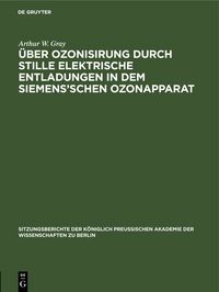Produktbild: &Uuml;ber Ozonisirung durch stille elektrische Entladungen in dem Siemens&rsquo;schen Ozonapparat