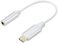 Produktbild: Renkforce RF-6056890 USB-C&reg; / Klinke Adapter [1x USB-C&reg; - 1x Audio, stereo (3.5 mm Klinke)] Wei&szlig; Aluminium-Stecker 0.1 m