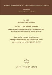 Produktbild: Untersuchungen zur vereinfachten Zwangskommutierung von Thyristoren unter Verwendung von Leistungstransistoren