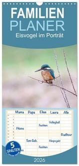 Produktbild: Familienplaner 2026 - Eisvogel im Portr&auml;t mit 5 Spalten (Wandkalender, 21 x 45 cm) CALVENDO