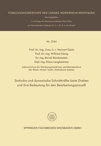 Produktbild: Statische und dynamische Schnittkr&auml;fte beim Drehen und ihre Bedeutung f&uuml;r den Bearbeitungsproze&szlig;