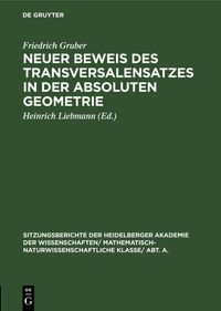 Produktbild: Neuer Beweis des Transversalensatzes in der absoluten Geometrie