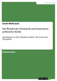 Produktbild: Der Wandel der Naturlyrik zum Instrument politischer Kritik