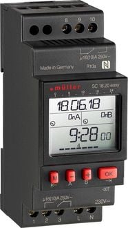 Produktbild: M&uuml;ller SC 18.20 easy 12V ACDC Hutschienen-Zeitschaltuhr digital 12 V/DC, 12 V/AC 4000W